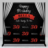 Lofaris Silver Curtain Black Custom Name Birthday Backdrop